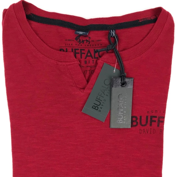Buffalo David Bitton Red V-Neck T-Shirt XXL Sz 2XL - Picture 1 of 8